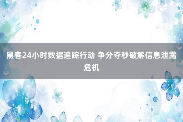 黑客24小时数据追踪行动 争分夺秒破解信息泄露危机